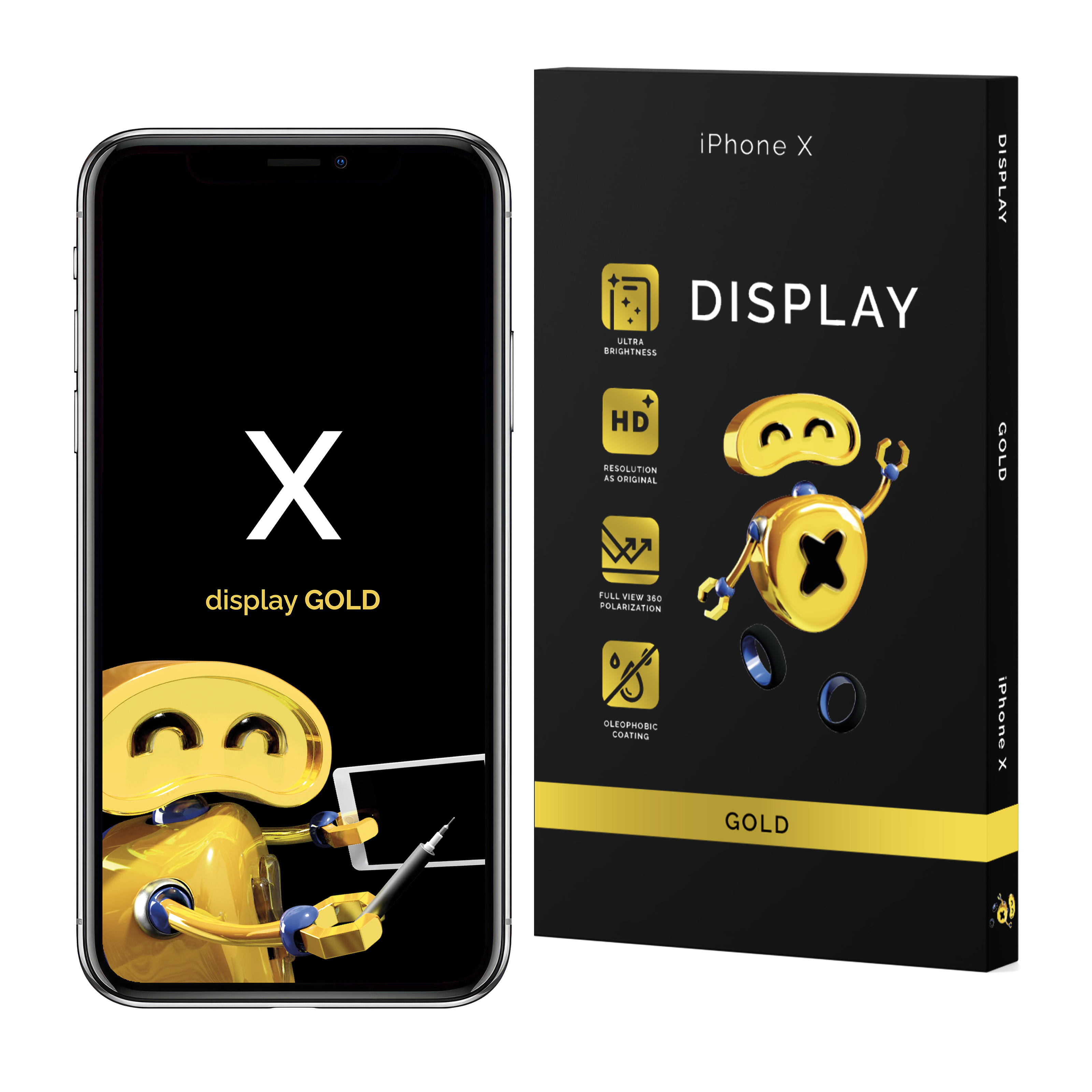 Display Soft Oled Per Apple Iphone X Nero Qualità Eccellente Gold